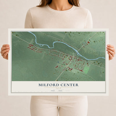 Map of Milford Center, Ohio, 12 x 18 inch unframed archival matte print