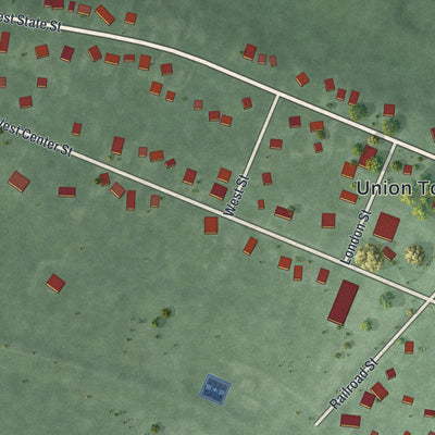 Second close-up of the map of Milford Center, Ohio print showing more streets and buildings