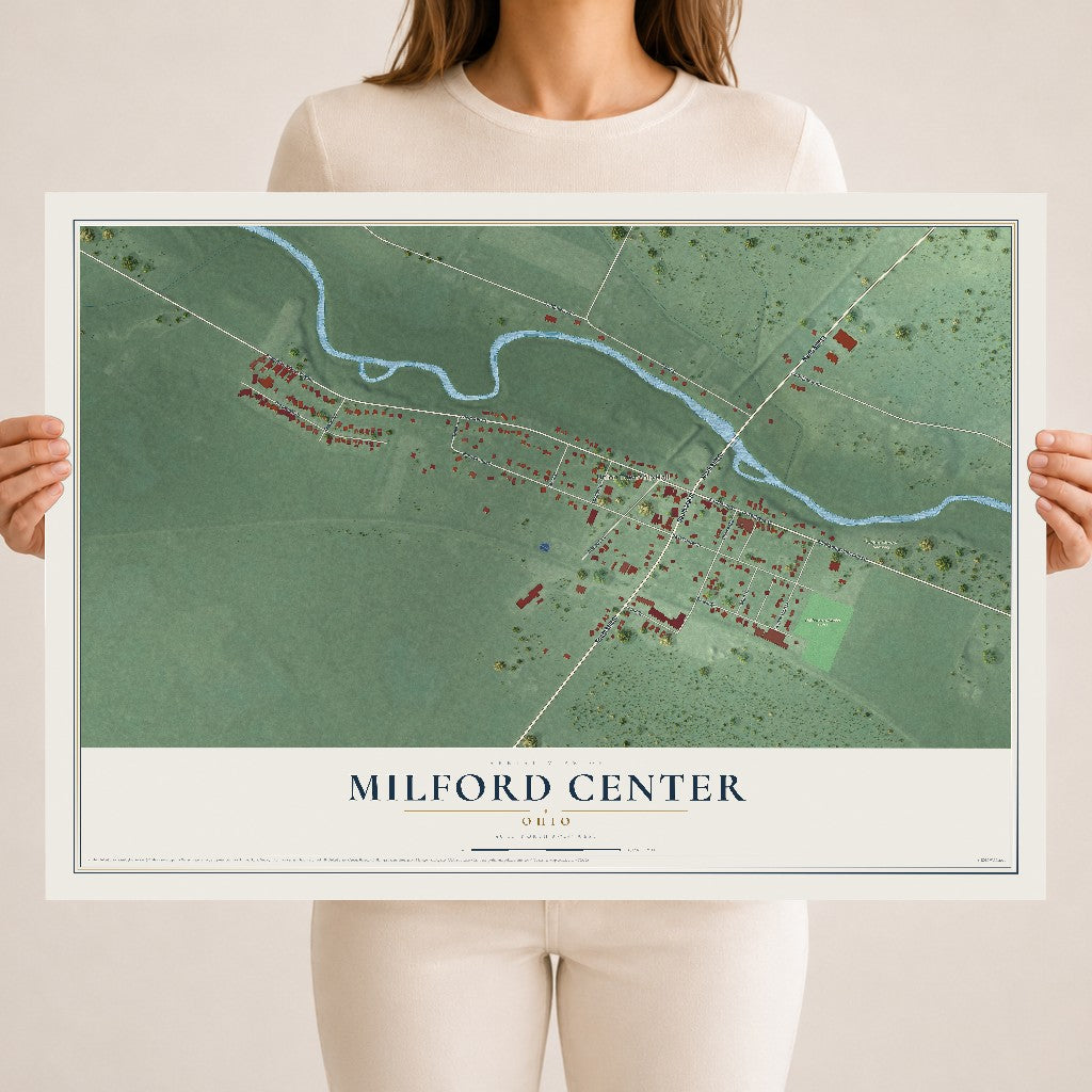 Map of Milford Center, Ohio, 18 x 24 inch unframed archival matte print