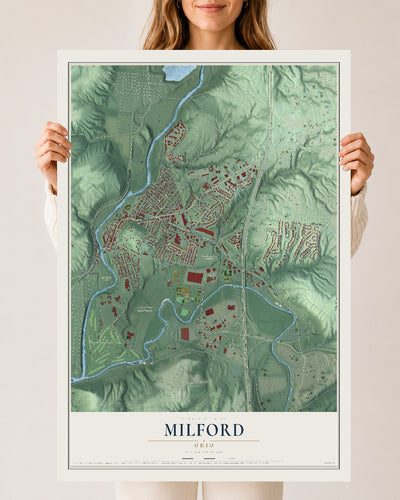 Map of Milford, Ohio, 24 x 36 inch unframed archival matte print