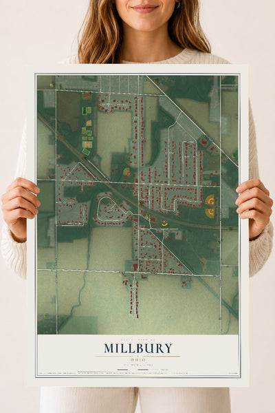 Map of Millbury, Ohio, 18 x 24 inch unframed archival matte print