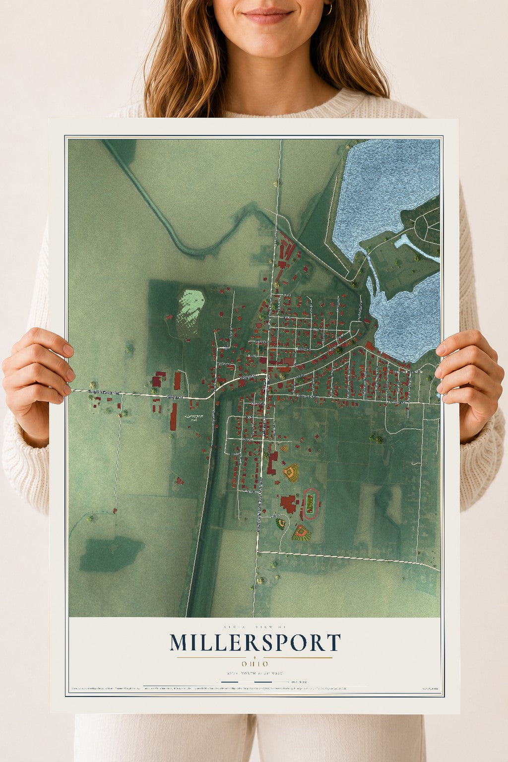 Map of Millersport, Ohio, 18 x 24 inch unframed archival matte print