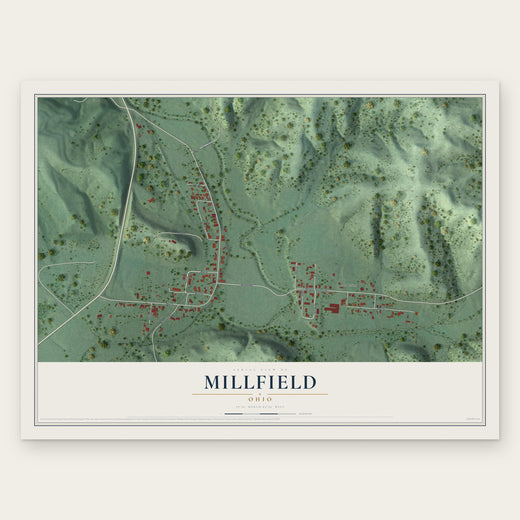 Millfield, Ohio map print, the full design