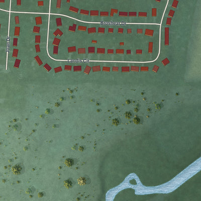 Second close-up of the map of Millville, Ohio print showing more streets and buildings