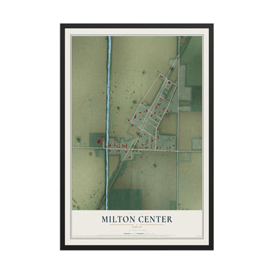 Map of Milton Center, Ohio, 12 x 18 inch print in a black wood frame