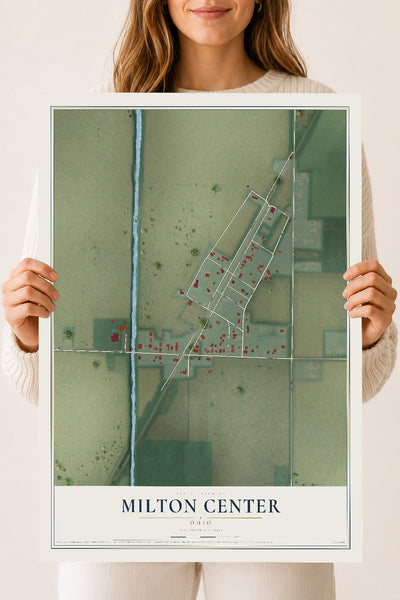 Map of Milton Center, Ohio, 18 x 24 inch unframed archival matte print