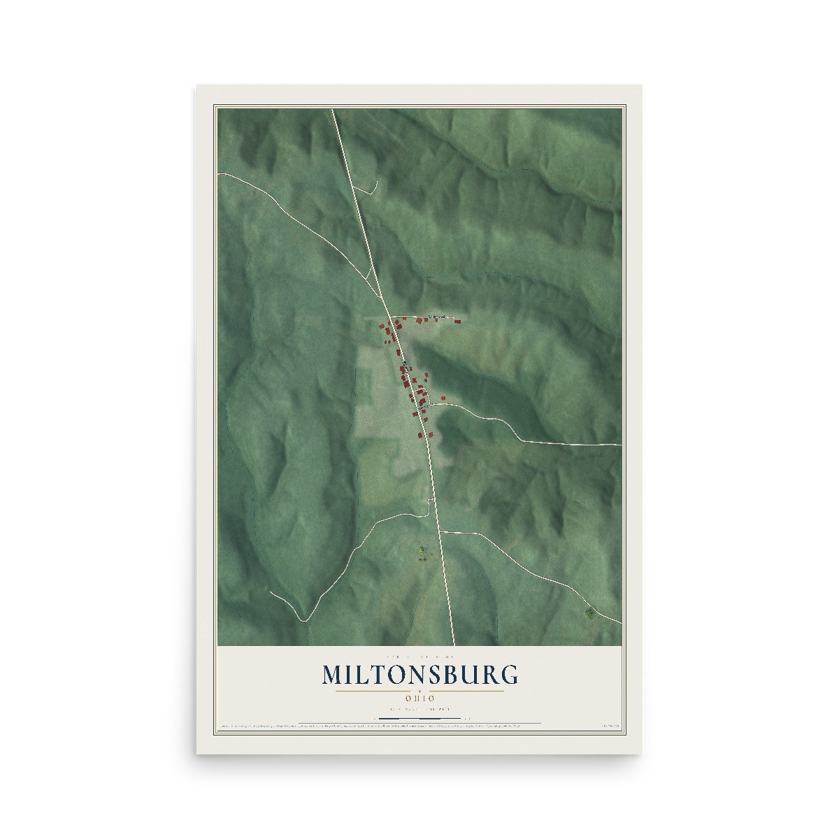 Map of Miltonsburg, Ohio, 12 x 18 inch unframed archival matte print