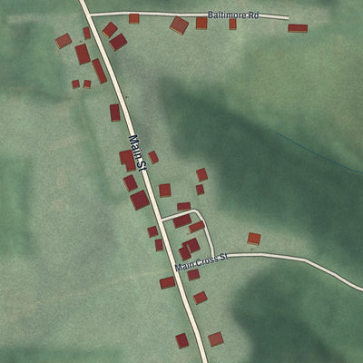 Close-up of the map of Miltonsburg, Ohio print showing street and building detail