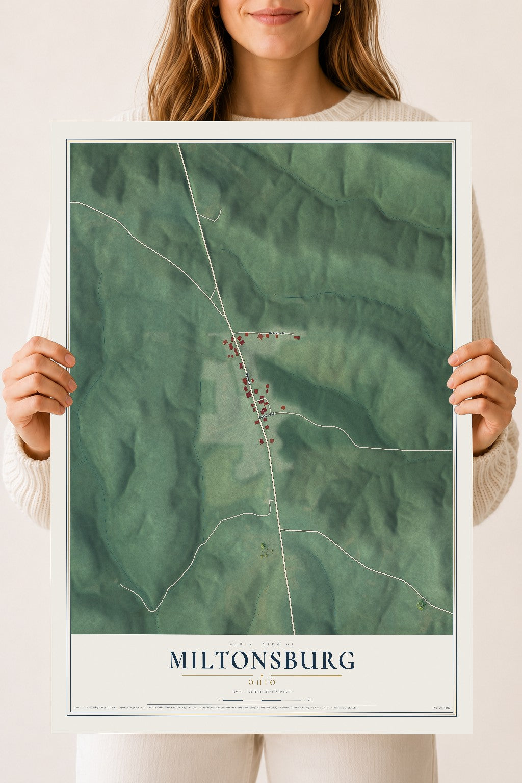 Map of Miltonsburg, Ohio, 18 x 24 inch unframed archival matte print