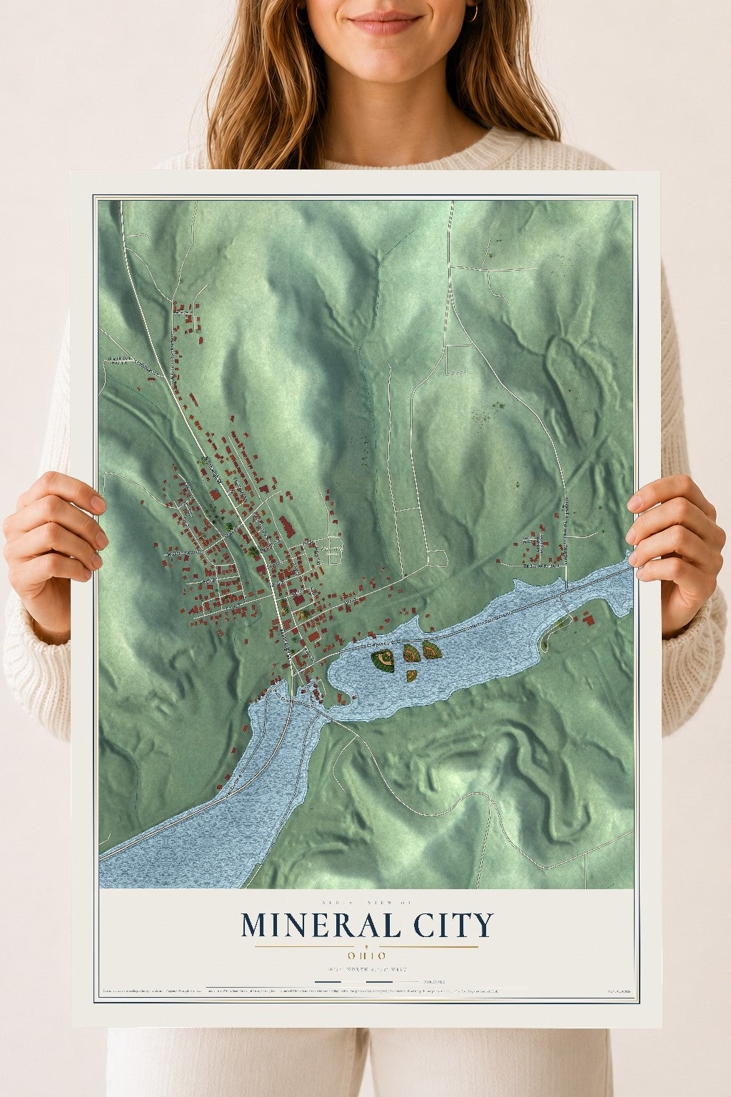 Map of Mineral City, Ohio, 18 x 24 inch unframed archival matte print