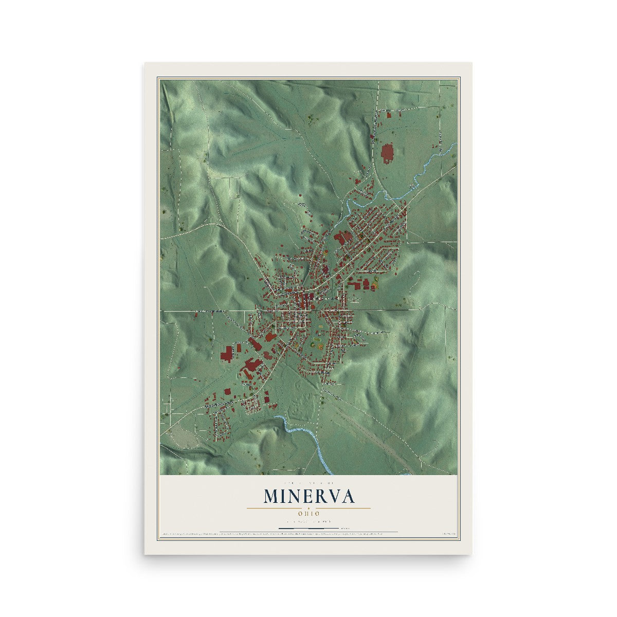 Map of Minerva, Ohio, 12 x 18 inch unframed archival matte print