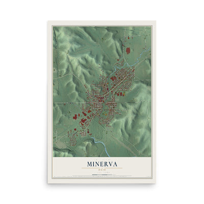 Map of Minerva, Ohio, 12 x 18 inch unframed archival matte print