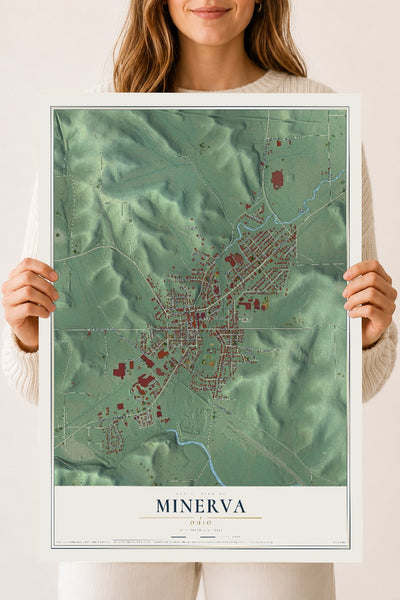 Map of Minerva, Ohio, 18 x 24 inch unframed archival matte print