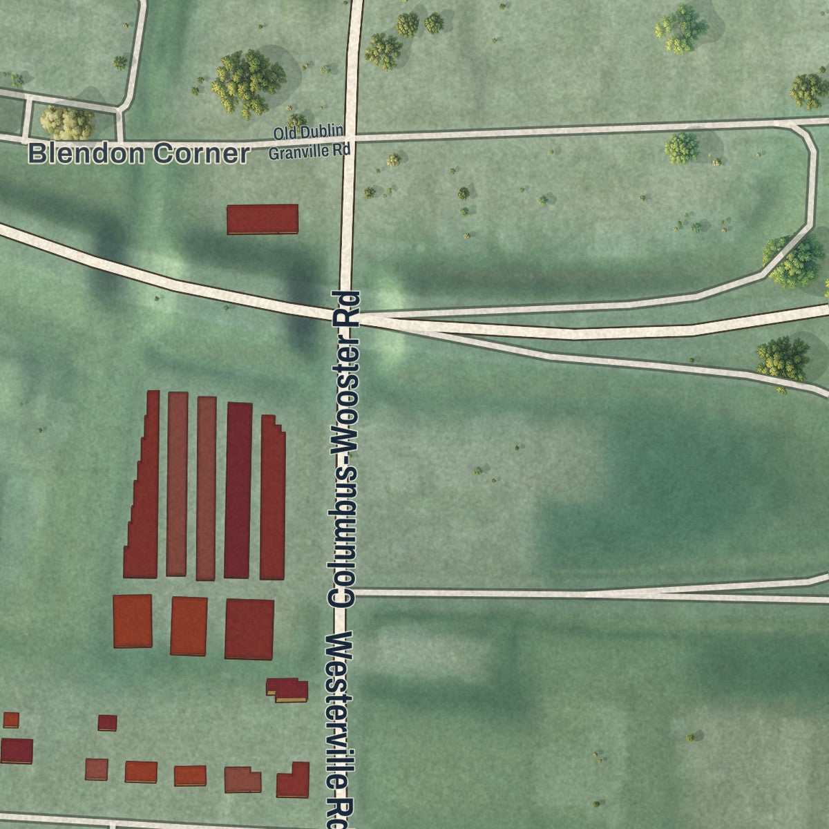 Second close-up of the map of Minerva Park, Ohio print showing more streets and buildings