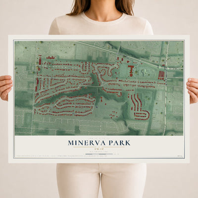 Map of Minerva Park, Ohio, 18 x 24 inch unframed archival matte print