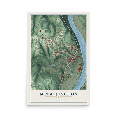 Map of Mingo Junction, Ohio, 12 x 18 inch unframed archival matte print