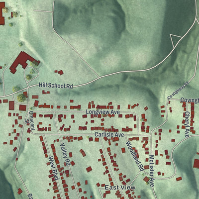 Second close-up of the map of Mingo Junction, Ohio print showing more streets and buildings