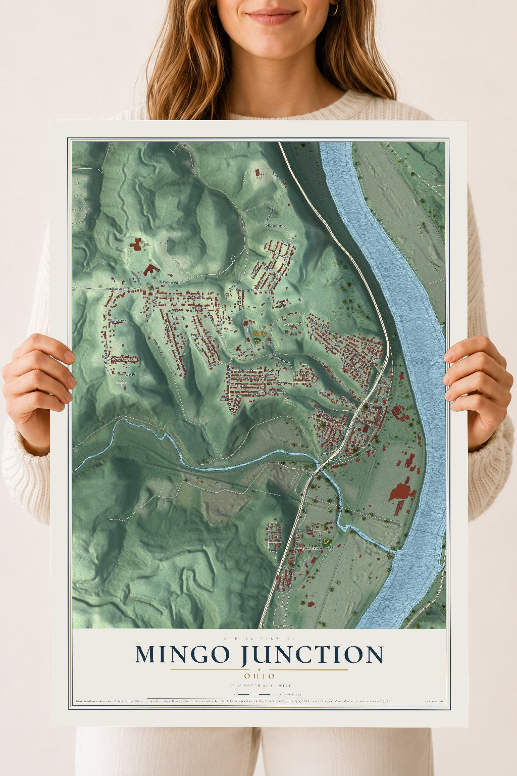 Map of Mingo Junction, Ohio, 18 x 24 inch unframed archival matte print