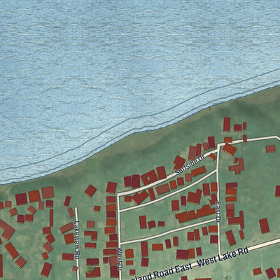 Close-up of the map of Mitiwanga, Ohio print showing street and building detail