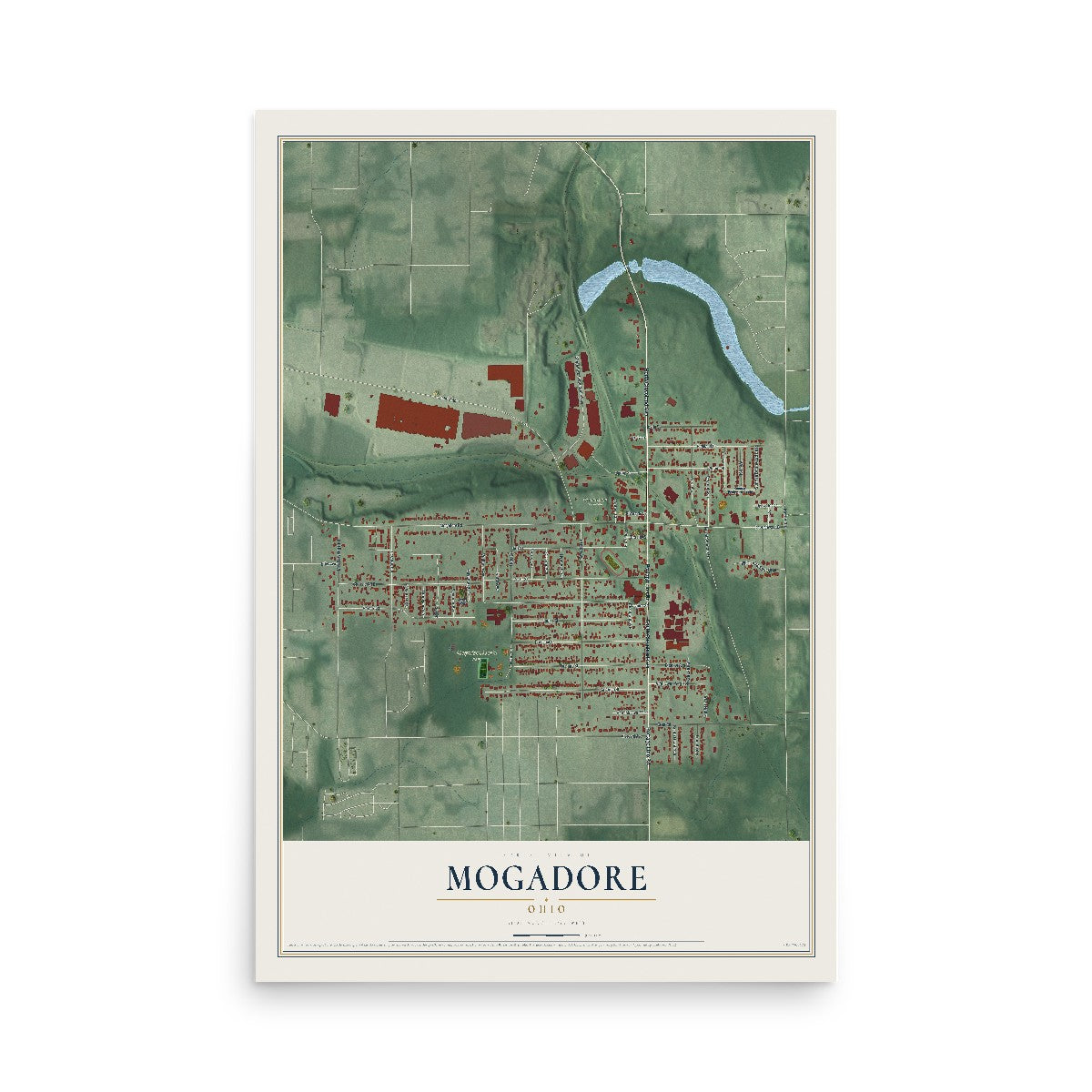 Map of Mogadore, Ohio, 12 x 18 inch unframed archival matte print