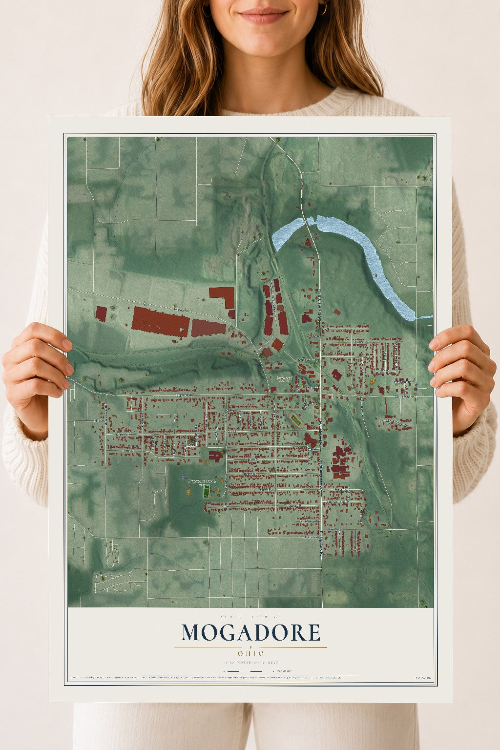 Map of Mogadore, Ohio, 18 x 24 inch unframed archival matte print