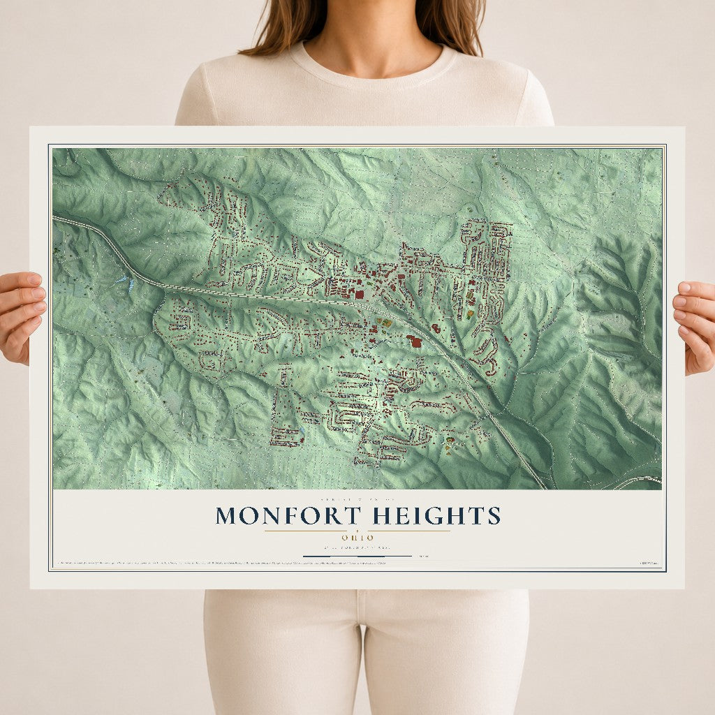 Map of Monfort Heights, Ohio, 18 x 24 inch unframed archival matte print