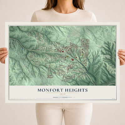 Map of Monfort Heights, Ohio, 18 x 24 inch unframed archival matte print