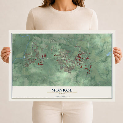 Map of Monroe, Ohio, 12 x 18 inch unframed archival matte print