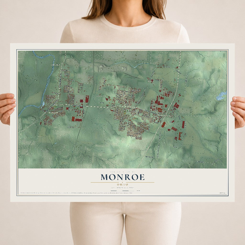 Map of Monroe, Ohio, 18 x 24 inch unframed archival matte print
