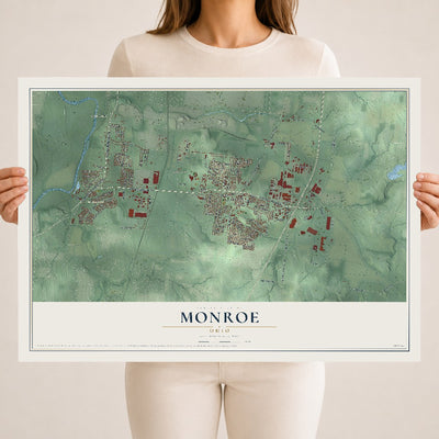 Map of Monroe, Ohio, 18 x 24 inch unframed archival matte print
