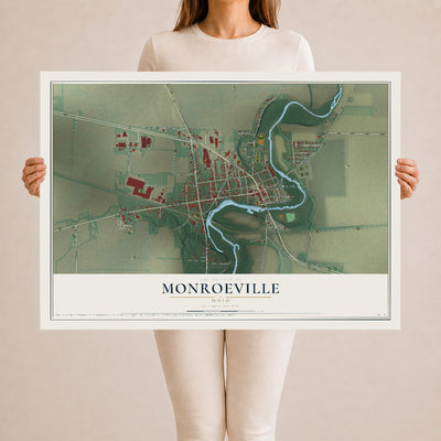 Map of Monroeville, Ohio, 24 x 36 inch unframed archival matte print