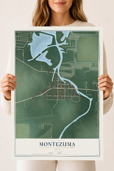 Map of Montezuma, Ohio, 18 x 24 inch unframed archival matte print