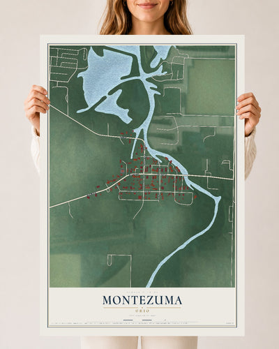 Map of Montezuma, Ohio, 24 x 36 inch unframed archival matte print