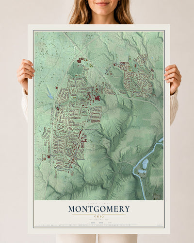 Map of Montgomery, Ohio, 24 x 36 inch unframed archival matte print