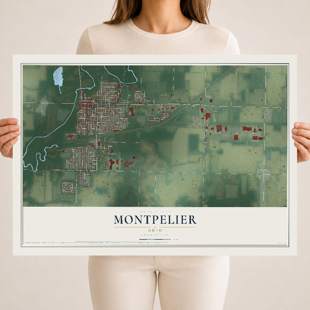 Map of Montpelier, Ohio, 18 x 24 inch unframed archival matte print