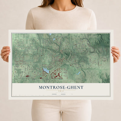 Map of Montrose-Ghent, Ohio, 12 x 18 inch unframed archival matte print