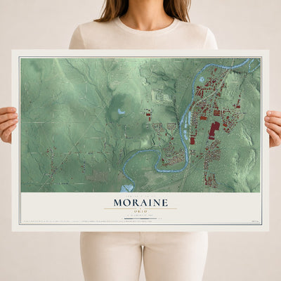 Map of Moraine, Ohio, 18 x 24 inch unframed archival matte print