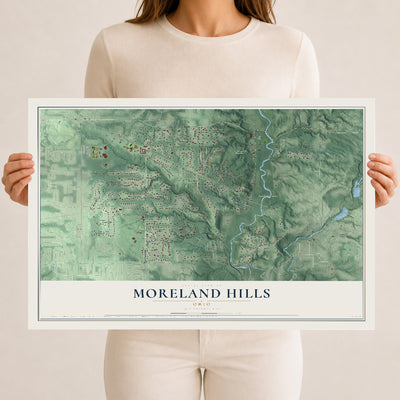 Map of Moreland Hills, Ohio, 12 x 18 inch unframed archival matte print