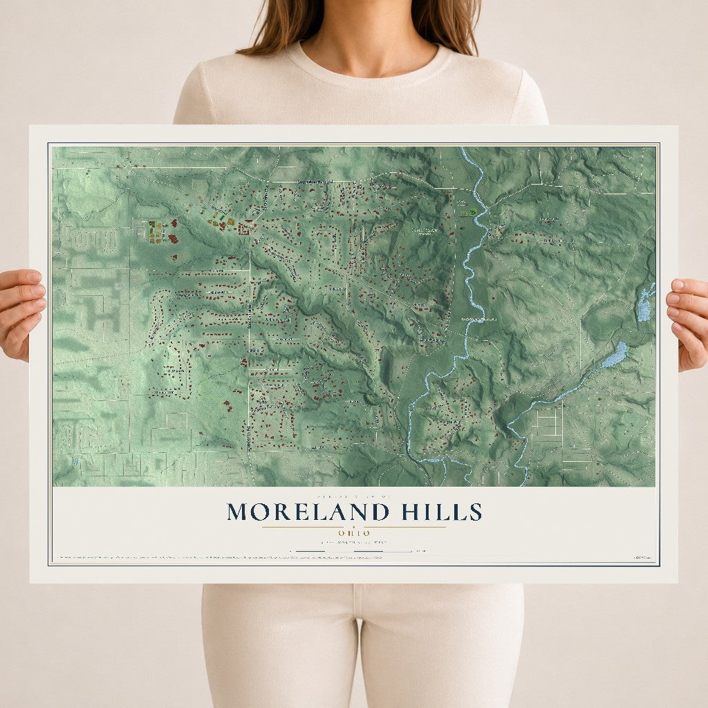 Map of Moreland Hills, Ohio, 18 x 24 inch unframed archival matte print