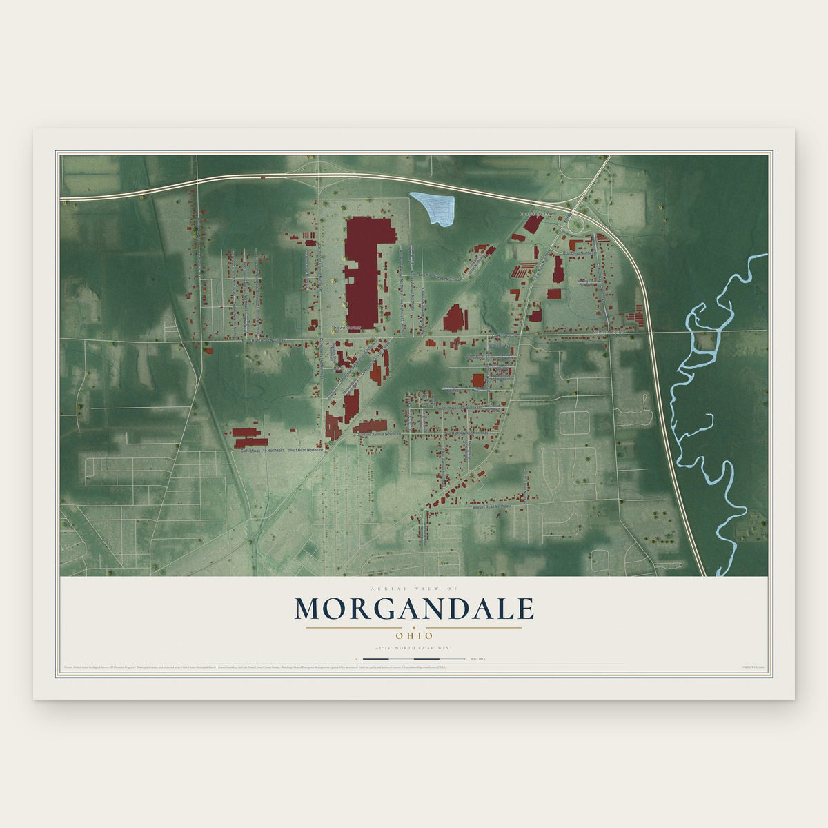 Morgandale, Ohio map print, the full design