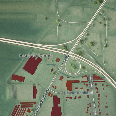 Close-up of the map of Morgandale, Ohio print showing street and building detail