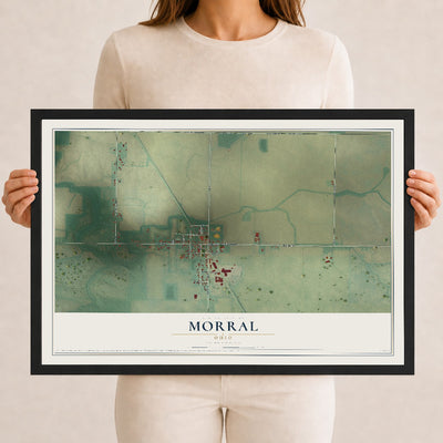 Map of Morral, Ohio, 12 x 18 inch print in a black wood frame
