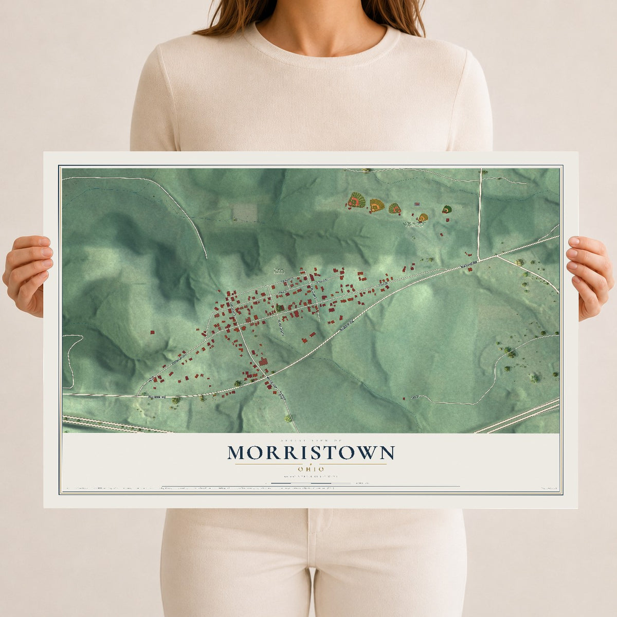 Map of Morristown, Ohio, 12 x 18 inch unframed archival matte print