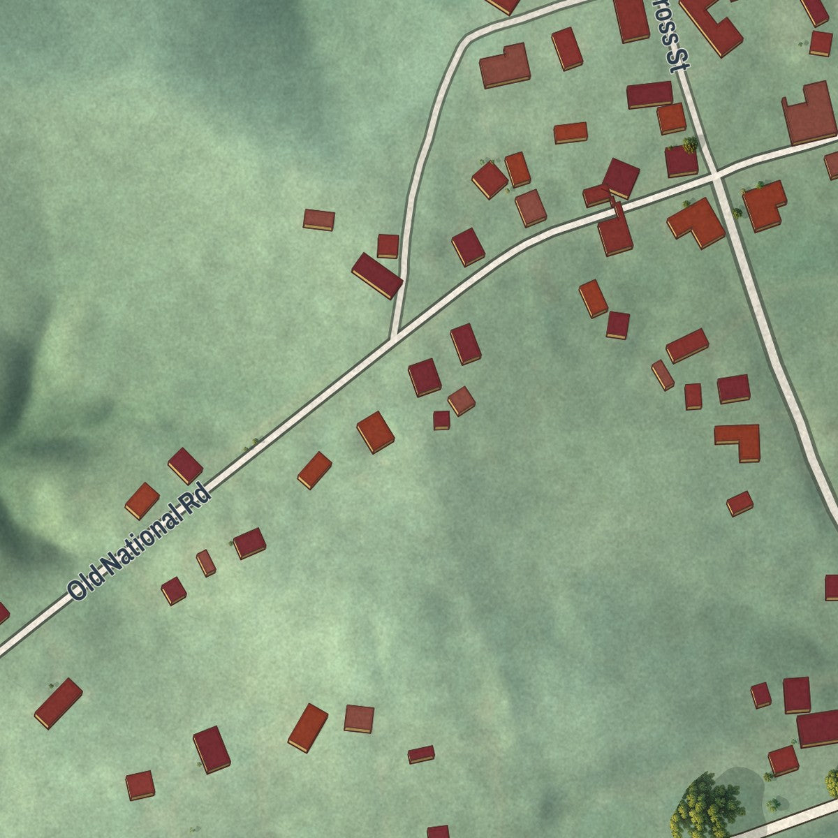 Second close-up of the map of Morristown, Ohio print showing more streets and buildings