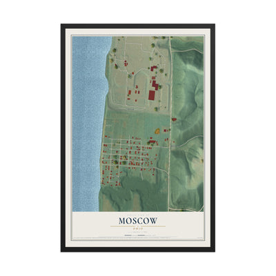 Map of Moscow, Ohio, 12 x 18 inch print in a black wood frame