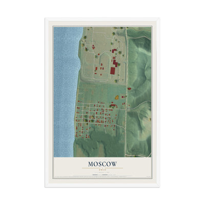 Map of Moscow, Ohio, 12 x 18 inch print in a white wood frame