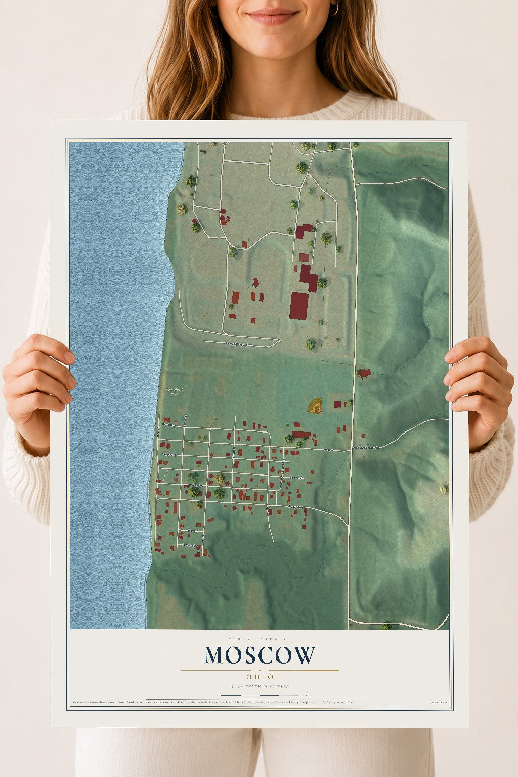 Map of Moscow, Ohio, 18 x 24 inch unframed archival matte print