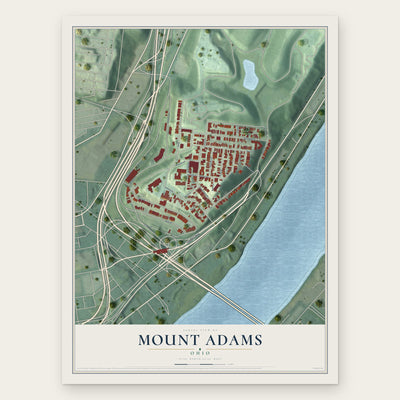 Mount Adams, Ohio map print, the full design