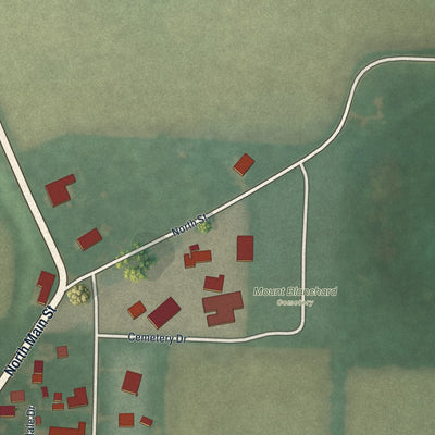 Second close-up of the map of Mount Blanchard, Ohio print showing more streets and buildings