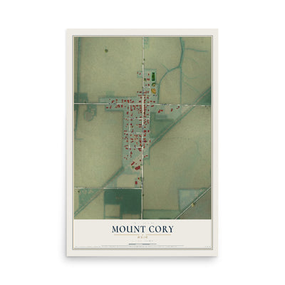 Map of Mount Cory, Ohio, 12 x 18 inch unframed archival matte print